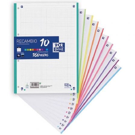 Oxford Recambio Classic A4 160 Hojas OptikPaper 5x5mm 10 Colores